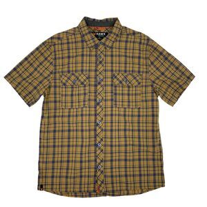 Hawx Work Gear Button Up Shirt Men's Size M Plaid Short Sleeve Yarn Dye 2-Pocket